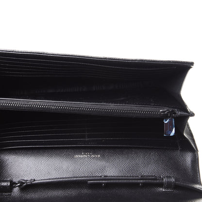Saint Laurent Grain De Poudre Matelasse Chevron Monogram Chain Wallet Black 5 of 13