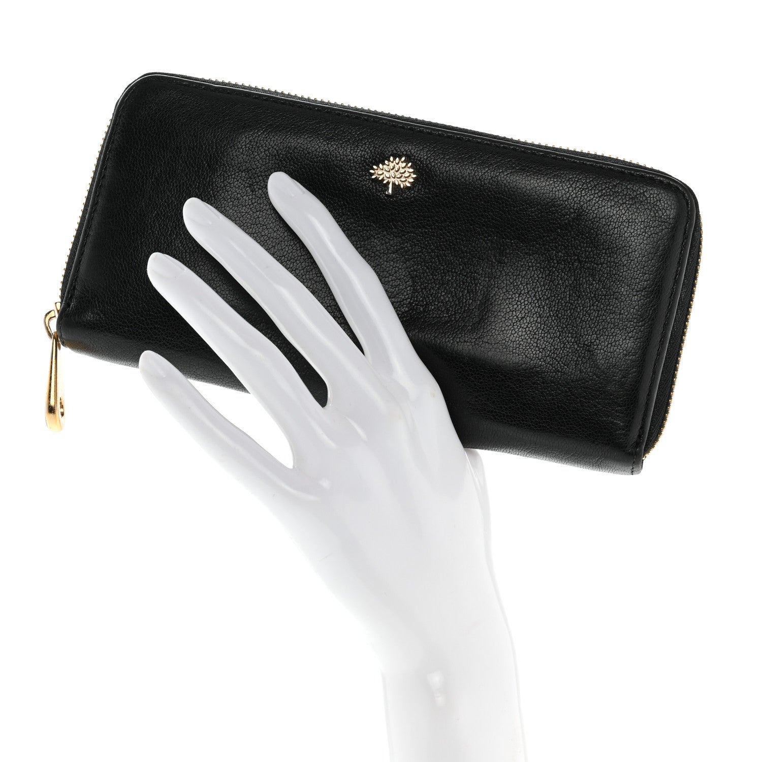 Mulberry Shiny Goatskin Tree Zip Around Wallet Black 2 of 11