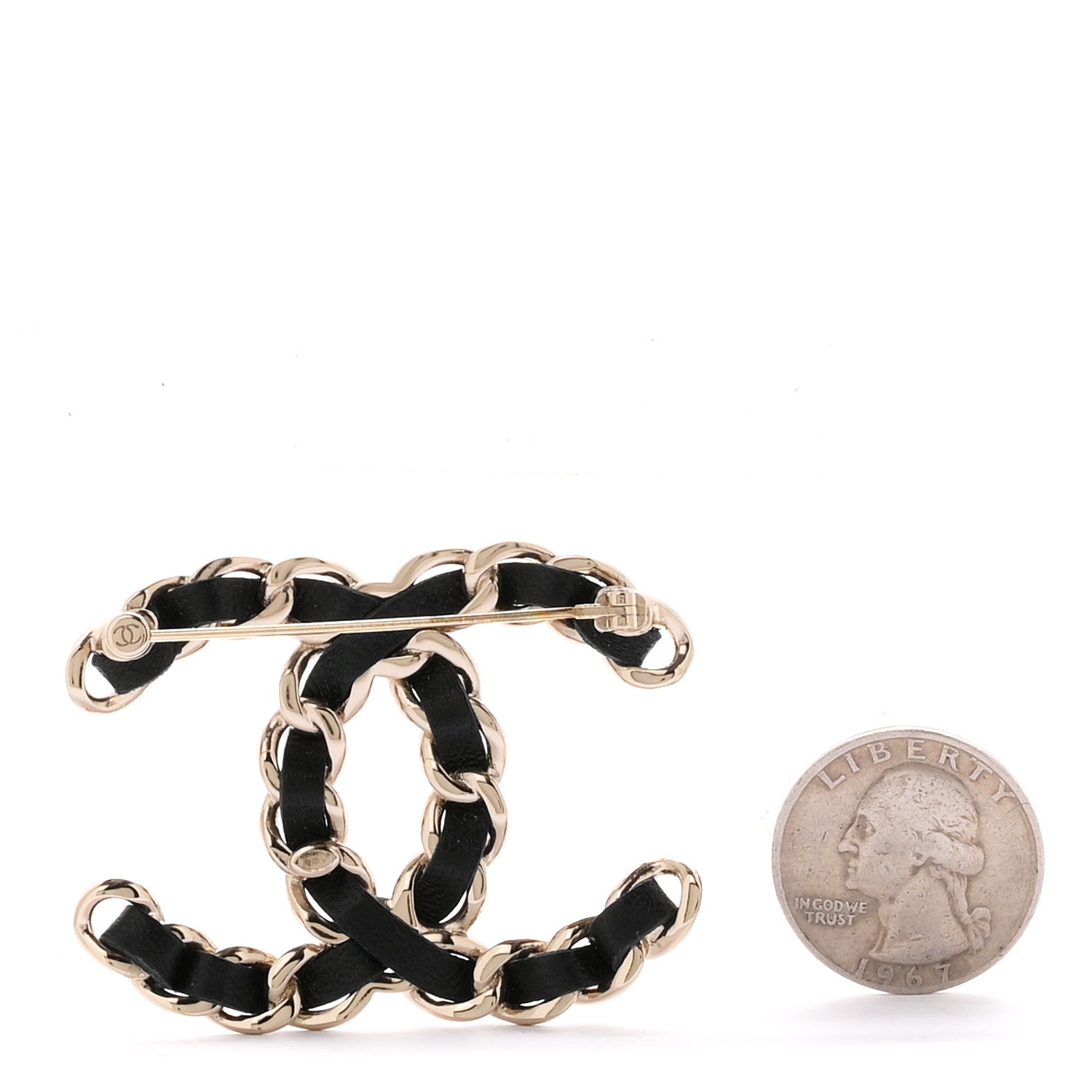Chanel Lambskin Chain CC Brooch Black Gold 2 of 4