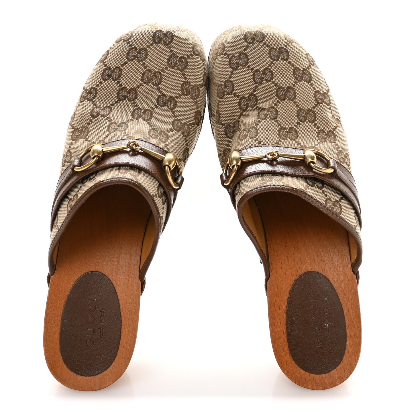 Monogram Goatskin Horsebit Clog Mules 39 Beige Ebony Brown Sugar