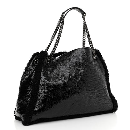 Gucci Patent Shearling Medium Soho Chain Shoulder Bag Black 4 of 14