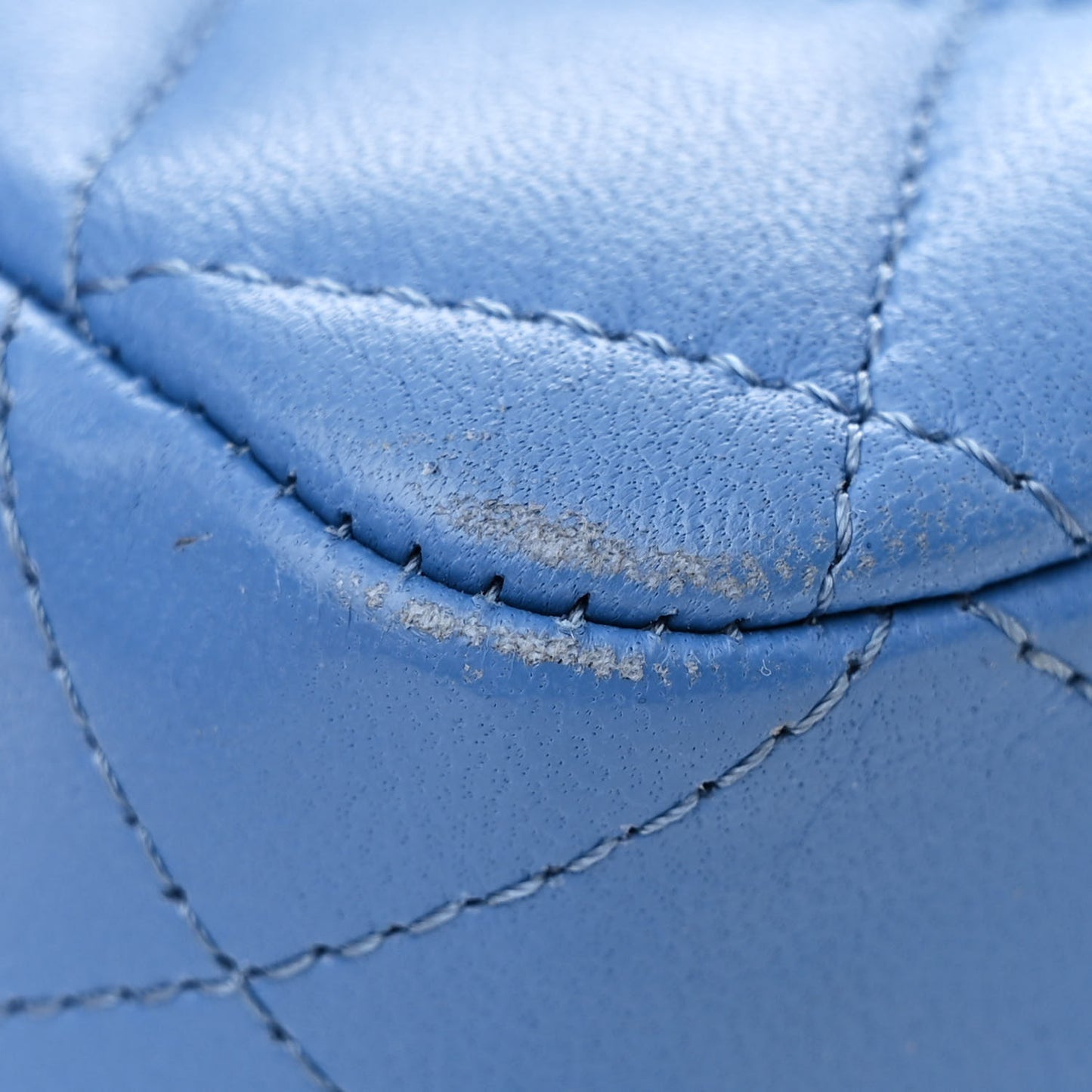 Lambskin Quilted Medium Double Flap Blue