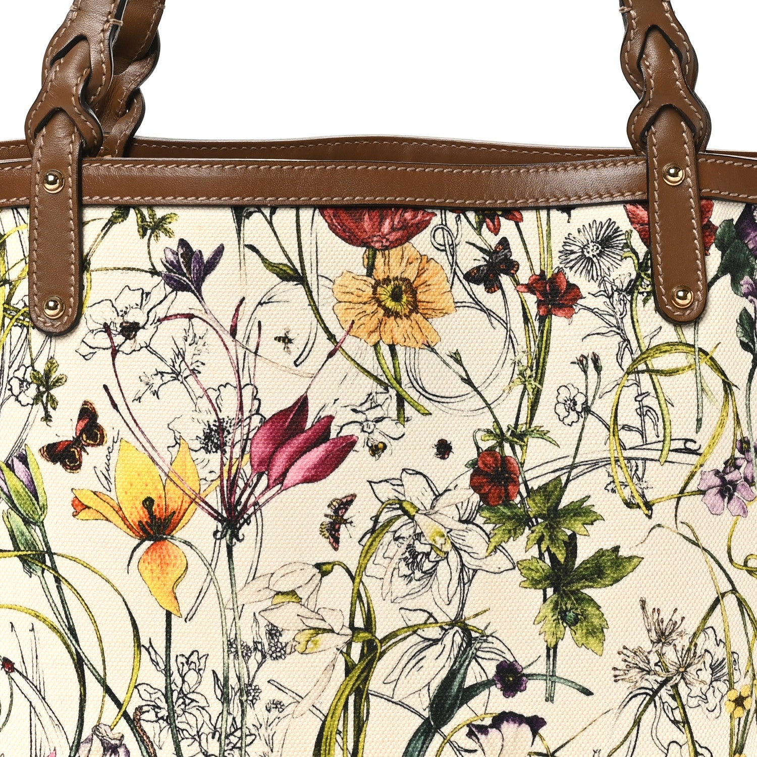 Gucci Canvas Flora Infinity Medium Craft Tote White Multicolor Acero 9 of 12