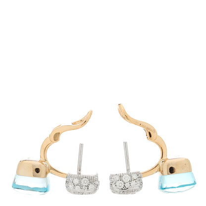 Pomellato 18K Rose White Gold Diamond Blue Topaz Nudo Earrings 3 of 5