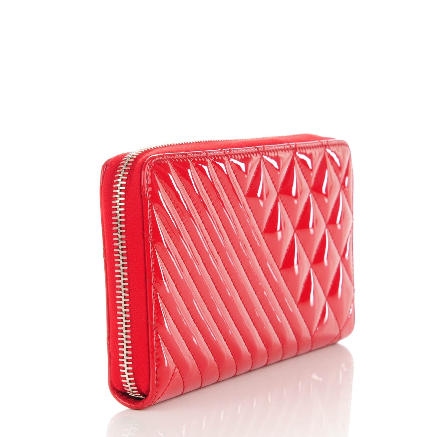 Patent Quilted Coco Boy Zip Around Wallet Red