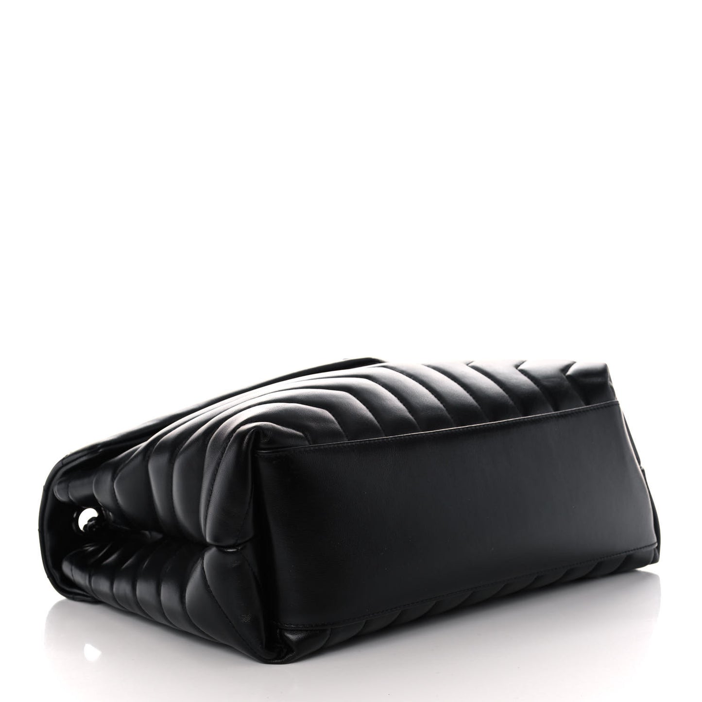 Calfskin Y Quilted Monogram Medium Loulou Chain Satchel Black