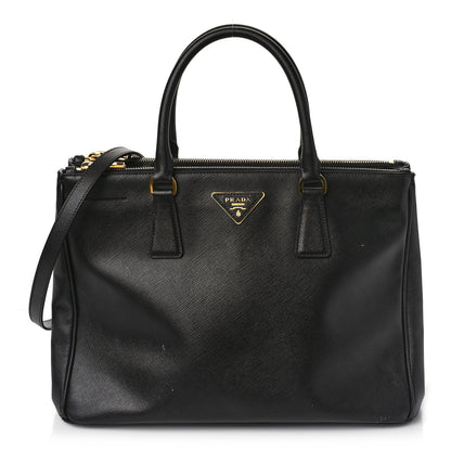 Prada Saffiano Vernice Medium Double Zip Tote Black 1 of 12