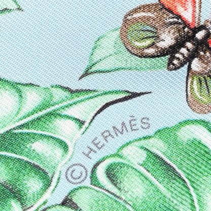 Hermes Silk Equateur Twilly  Bleu Ciel Vert Orange 3 of 4