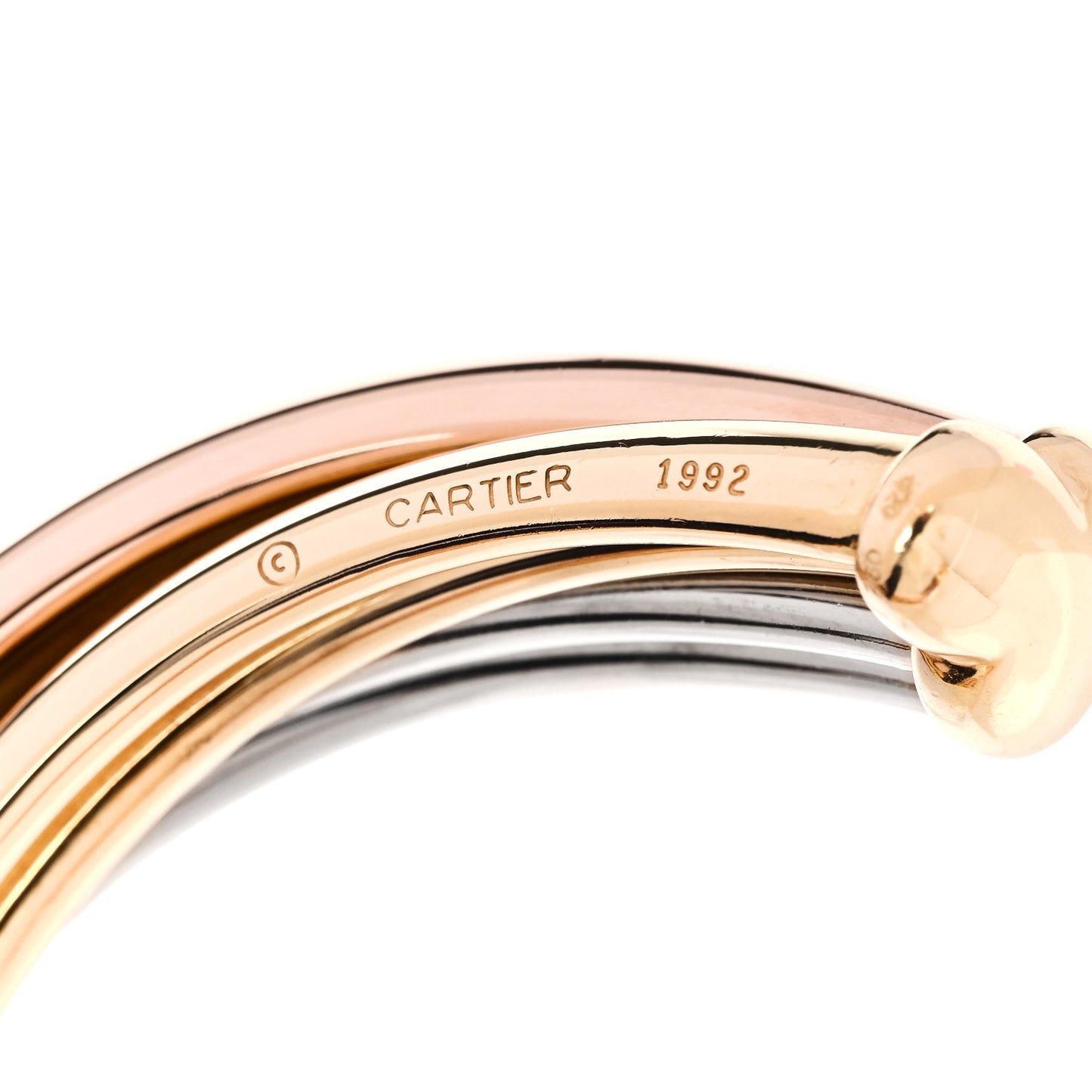 18K Pink Yellow White Gold 6mm Trinity Bangle Bracelet