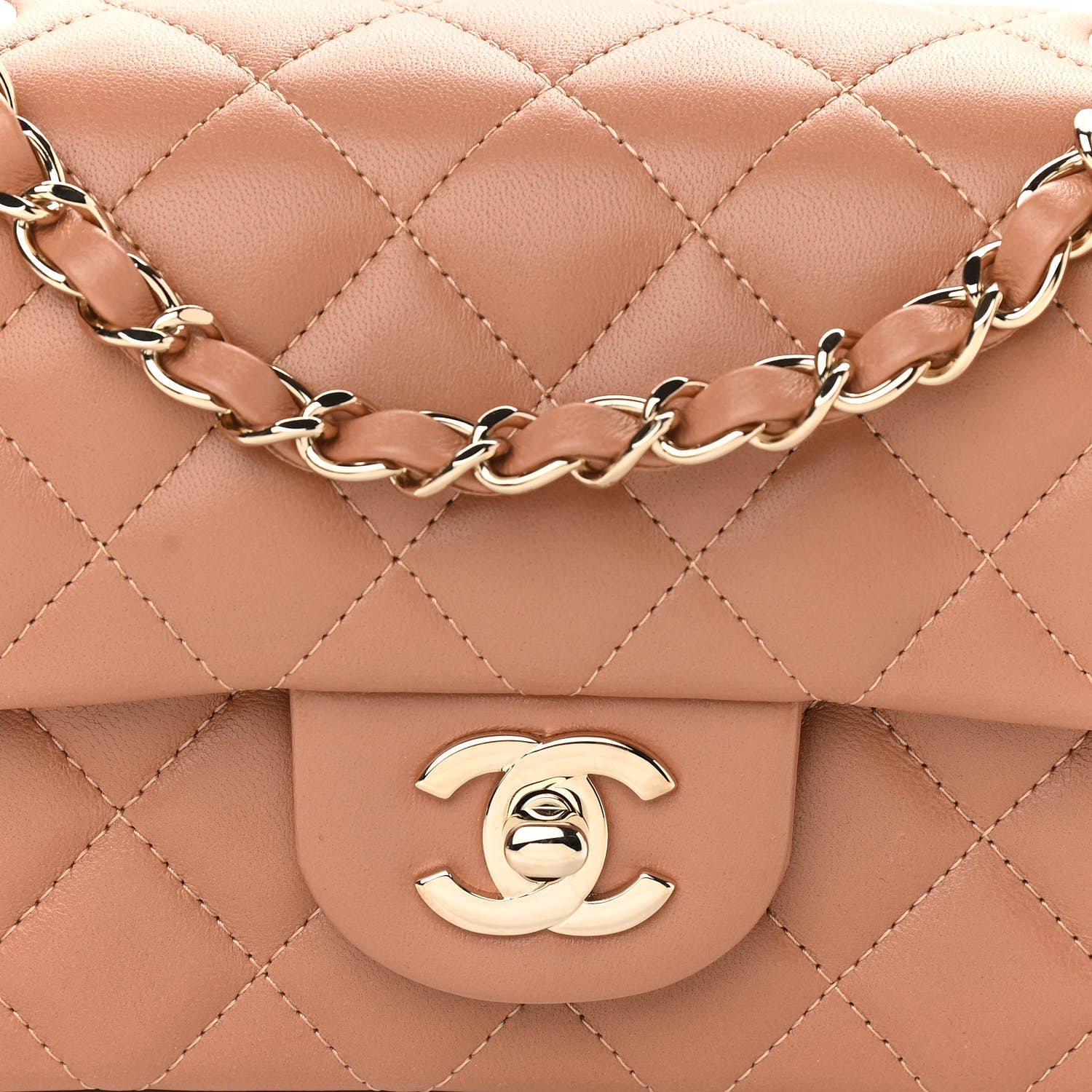 Chanel Lambskin Quilted Mini Rectangular Flap Brown 7 of 10