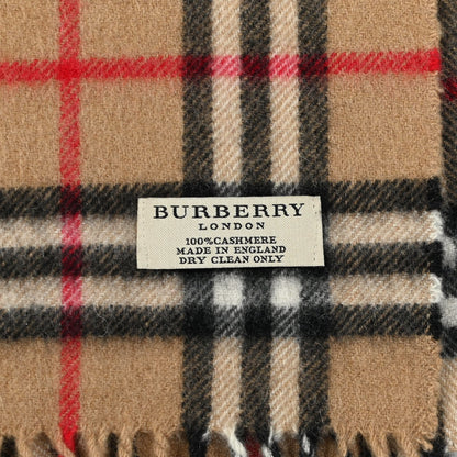Burberry Wool Cashmere House Check Fringe Scarf Camel 3 of 3