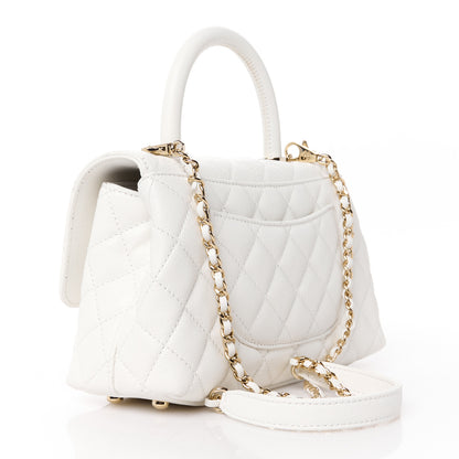 Chanel Caviar Quilted Mini Coco Handle Flap White 3 of 12
