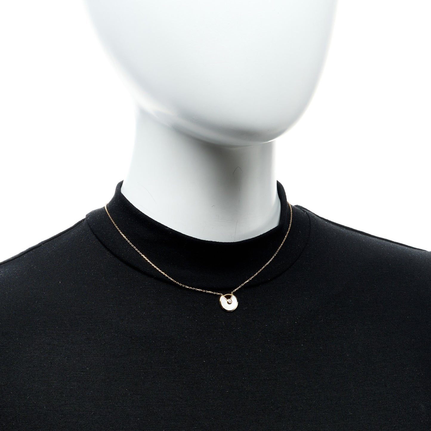18K Yellow Gold Diamond Mother of Pearl XS Amulette de Cartier Pendant Necklace