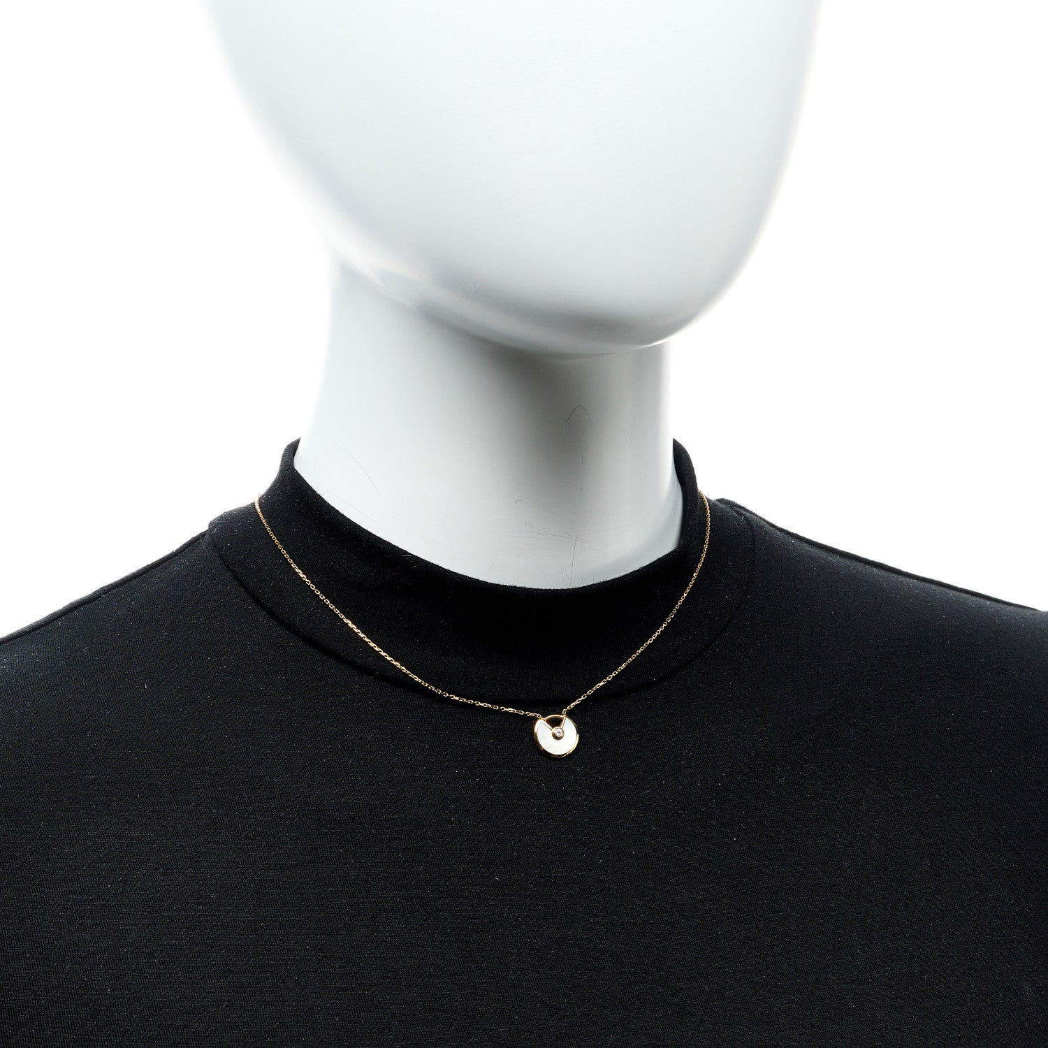 Cartier 18K Yellow Gold Diamond Mother of Pearl XS Amulette de Cartier Pendant Necklace 2 of 5