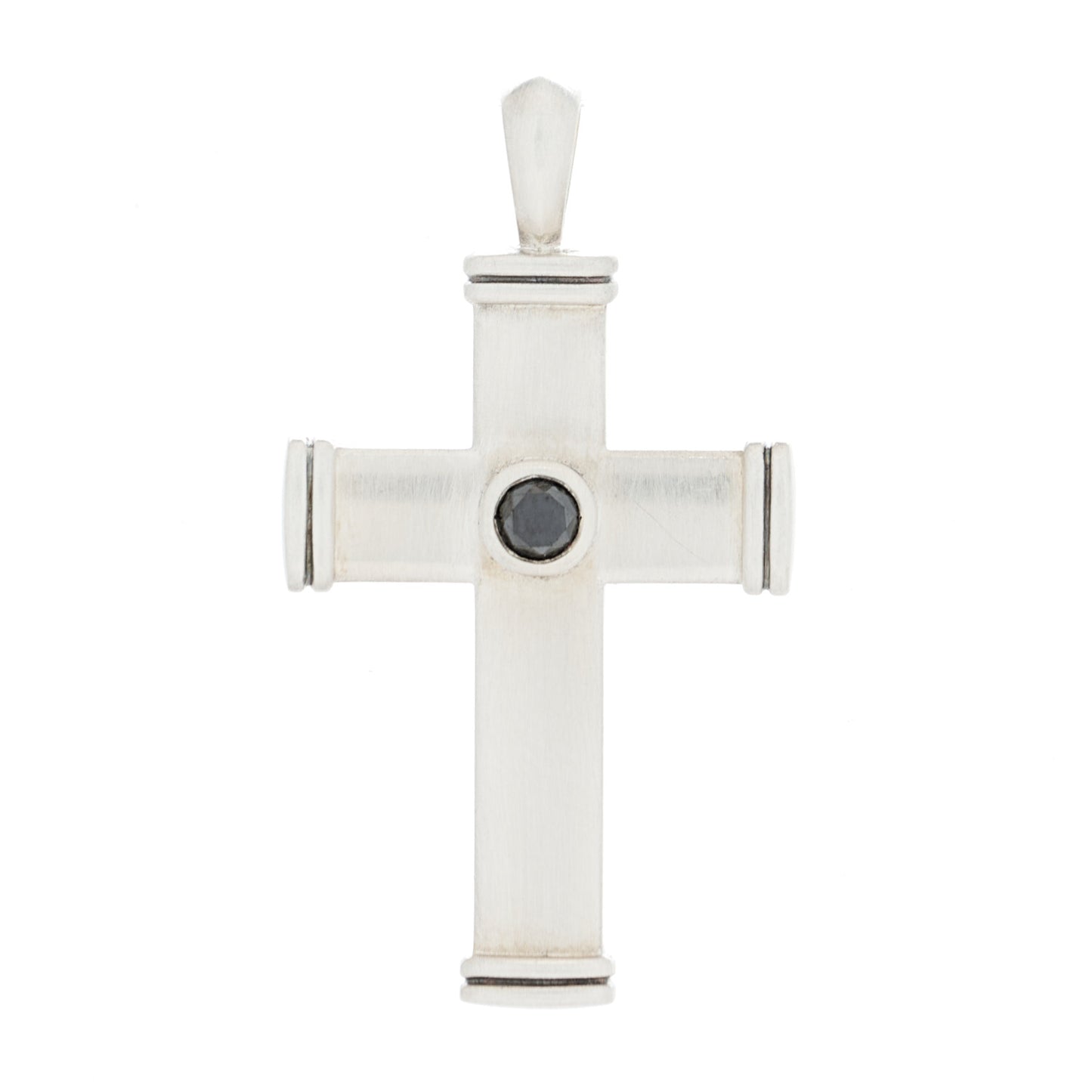 Sterling Silver Black Diamond Streamline Cross Tag Pendant