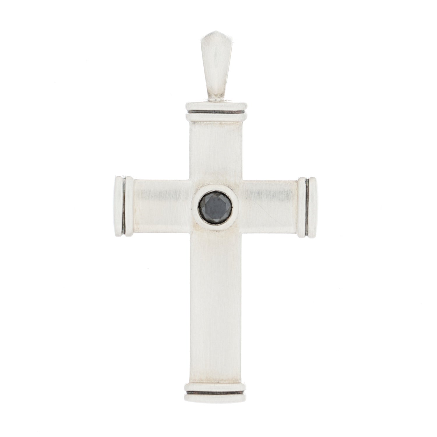 David Yurman Sterling Silver Black Diamond Streamline Cross Tag Pendant 1 of 4