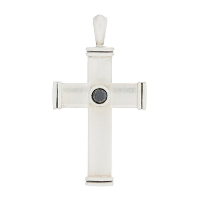 David Yurman Sterling Silver Black Diamond Streamline Cross Tag Pendant 1 of 4