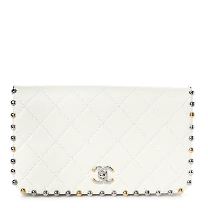 Chanel Lambskin Quilted Metallic Bubble Clutch White 1 of 8
