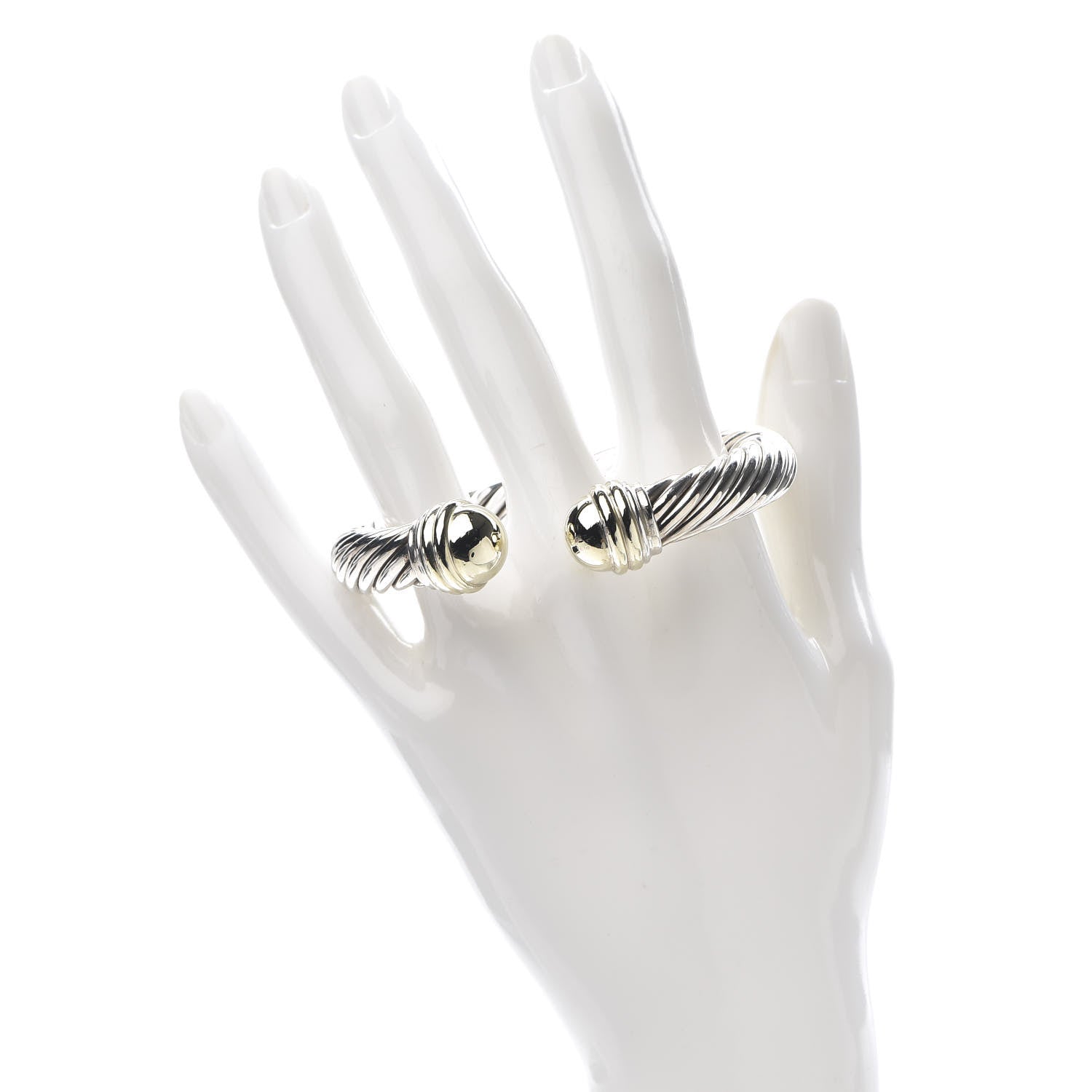 David Yurman Sterling Silver 14K Yellow Gold 10mm Cable Classics Bracelet 2 of 5