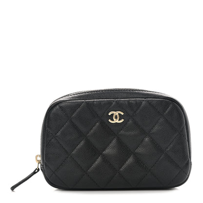 Chanel Caviar Quilted Small Curvy Pouch Cosmetic Case Black 1 of 7