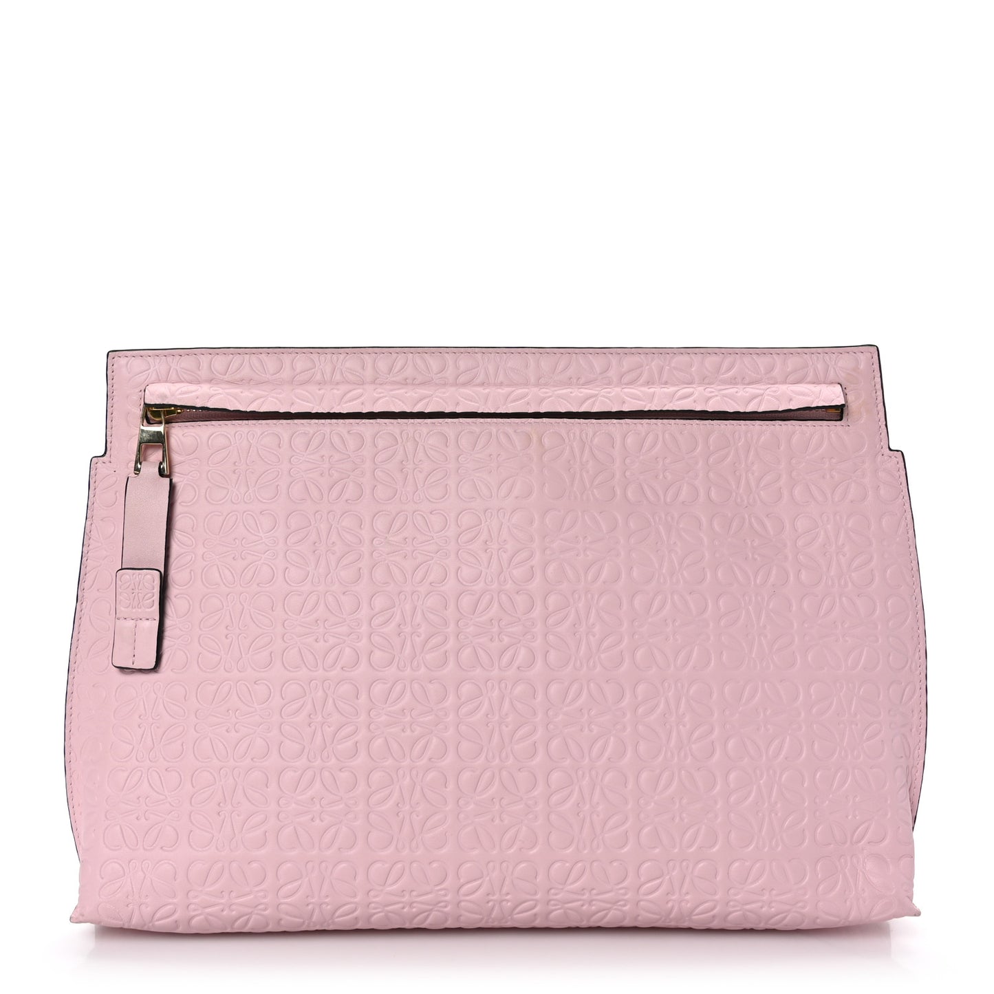 Calfskin Embossed Repeat T Pouch Soft pink