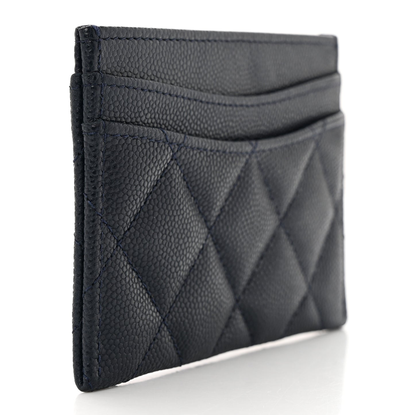 Caviar Quilted Card Holder Navy