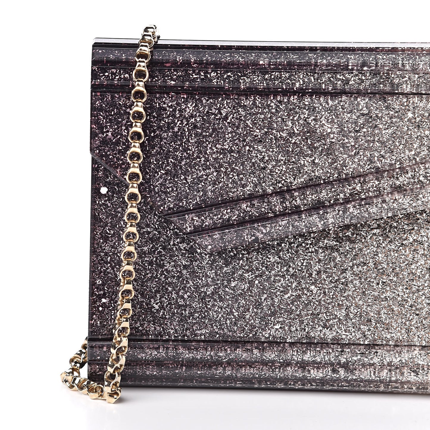 Acrylic Degrade Glitter Candy Clutch Black Silver
