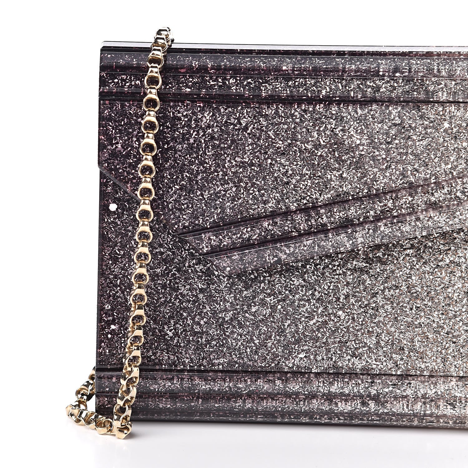 Jimmy Choo Acrylic Degrade Glitter Candy Clutch Black Silver 9 of 9