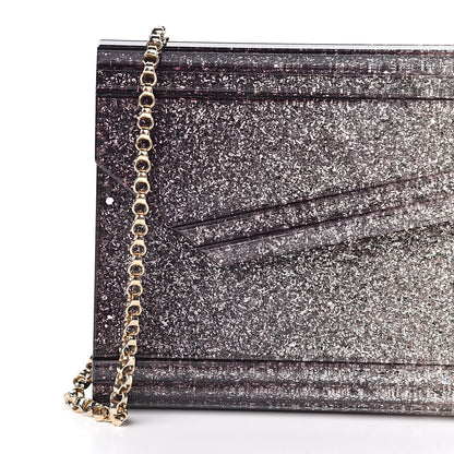 Jimmy Choo Acrylic Degrade Glitter Candy Clutch Black Silver 9 of 9