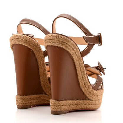 Christian Louboutin Calfskin Rope Zero Problem 140 Espadrille Wedges 35 Brown 5 of 10