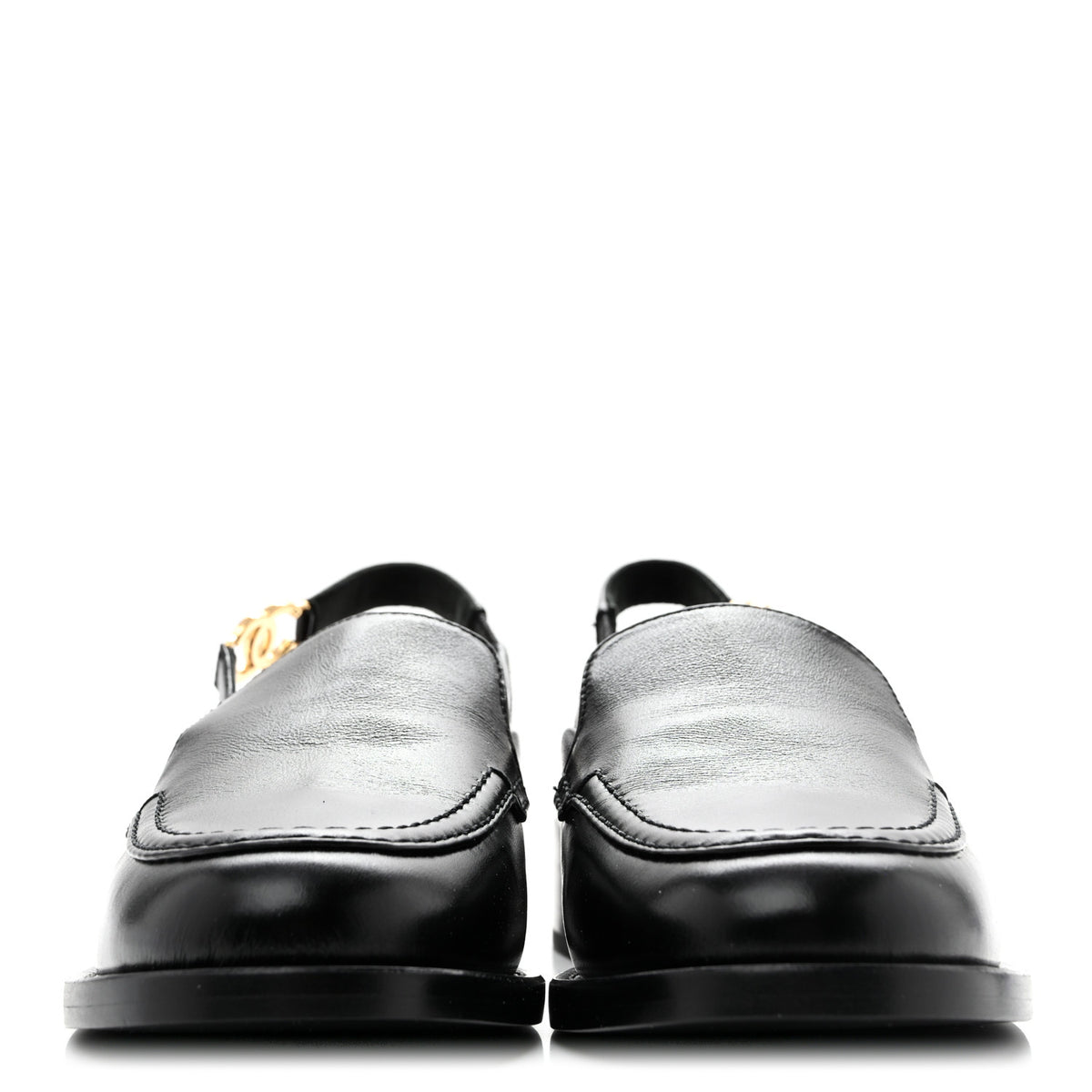 Chanel Glazed Calfskin CC Slingback Flats 37 Black 3 of 10