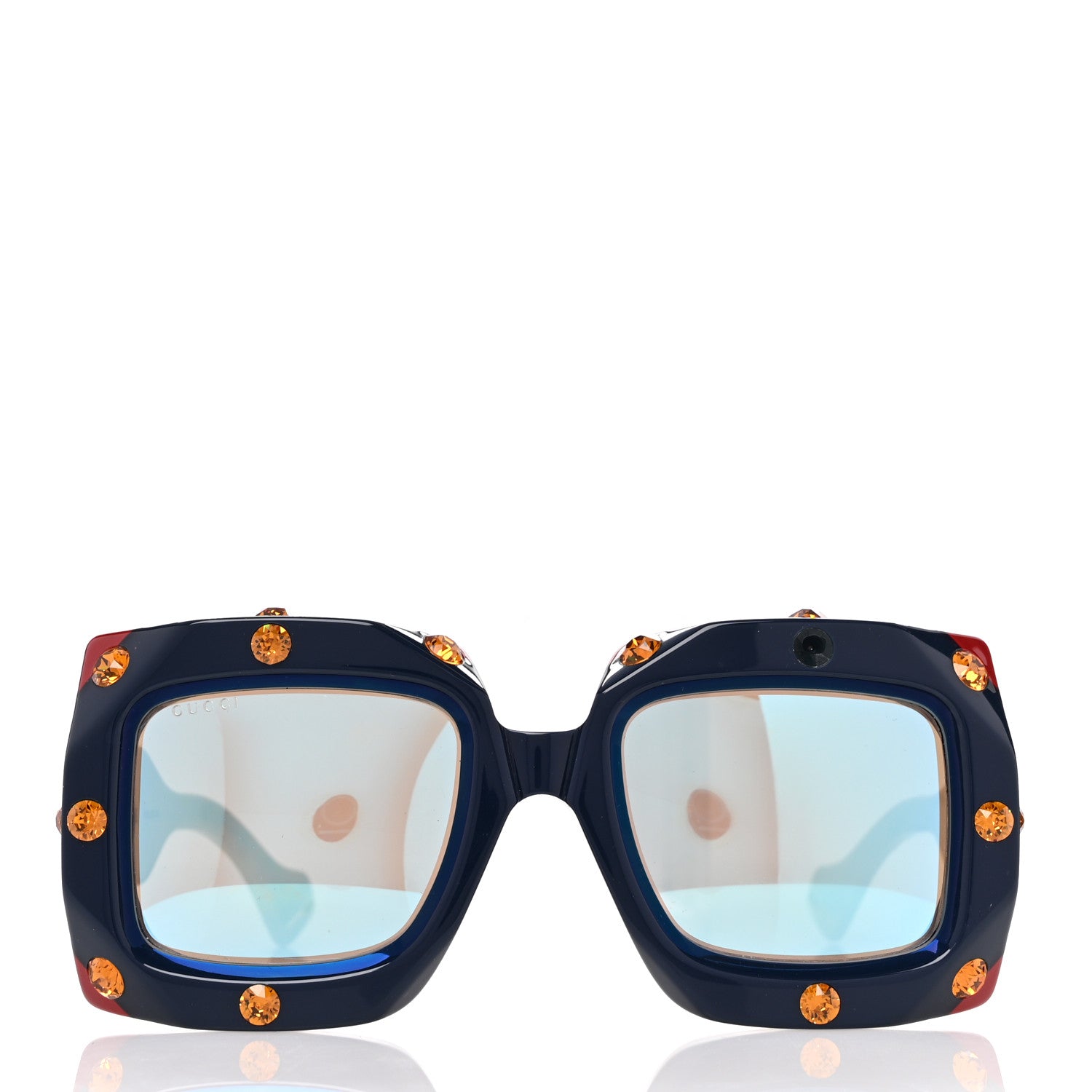 Gucci Acetate Crystal Oversize Sunglasses GG0481S Dark Blue Multicolor 2 of 9