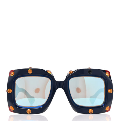 Gucci Acetate Crystal Oversize Sunglasses GG0481S Dark Blue Multicolor 2 of 9
