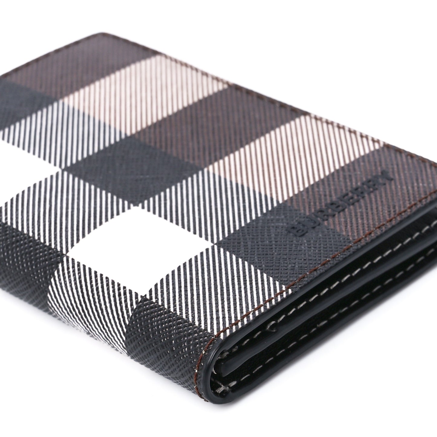 E-Canvas Check Folding Card Case Dark Birch Brown