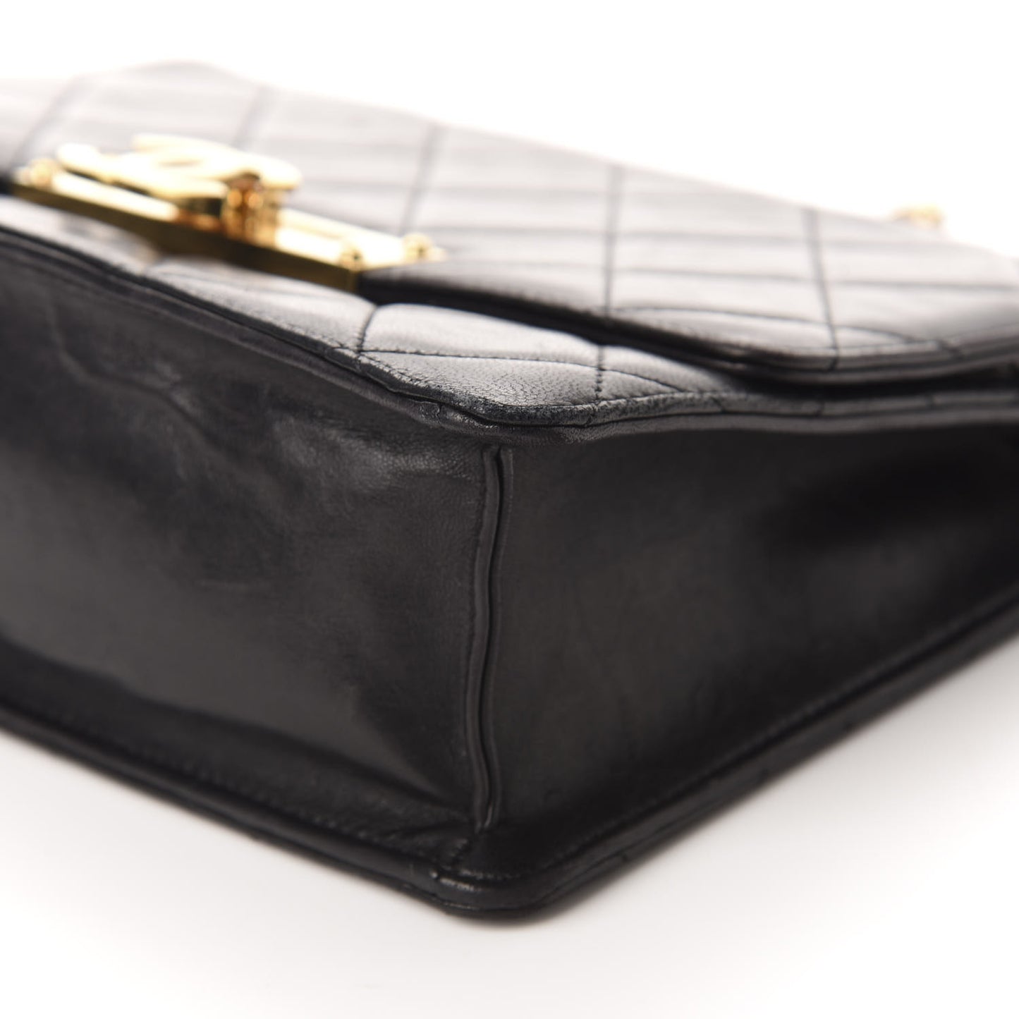 Lambskin Quilted Medium Golden Class Flap Black