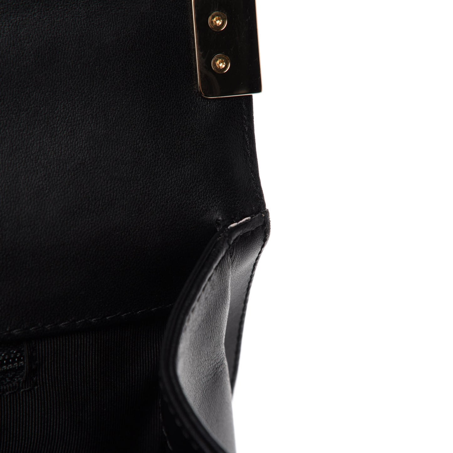 Calfskin Quilted Large Boy Flap Black