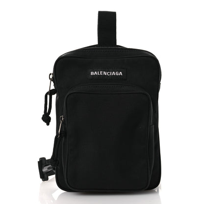 Balenciaga Nylon Logo Explorer Crossbody Messenger Bag Black 1 of 16