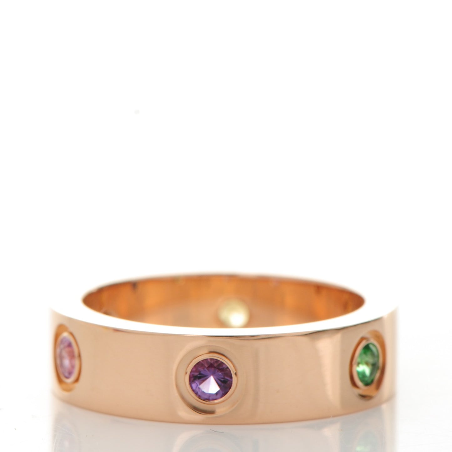 18K Pink Gold Sapphire Garnet Amethyst 5.5mm LOVE Ring 54 6.75