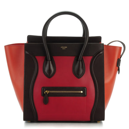 Celine Satin Calfskin Mini Tri-Color Luggage Blood 1 of 9