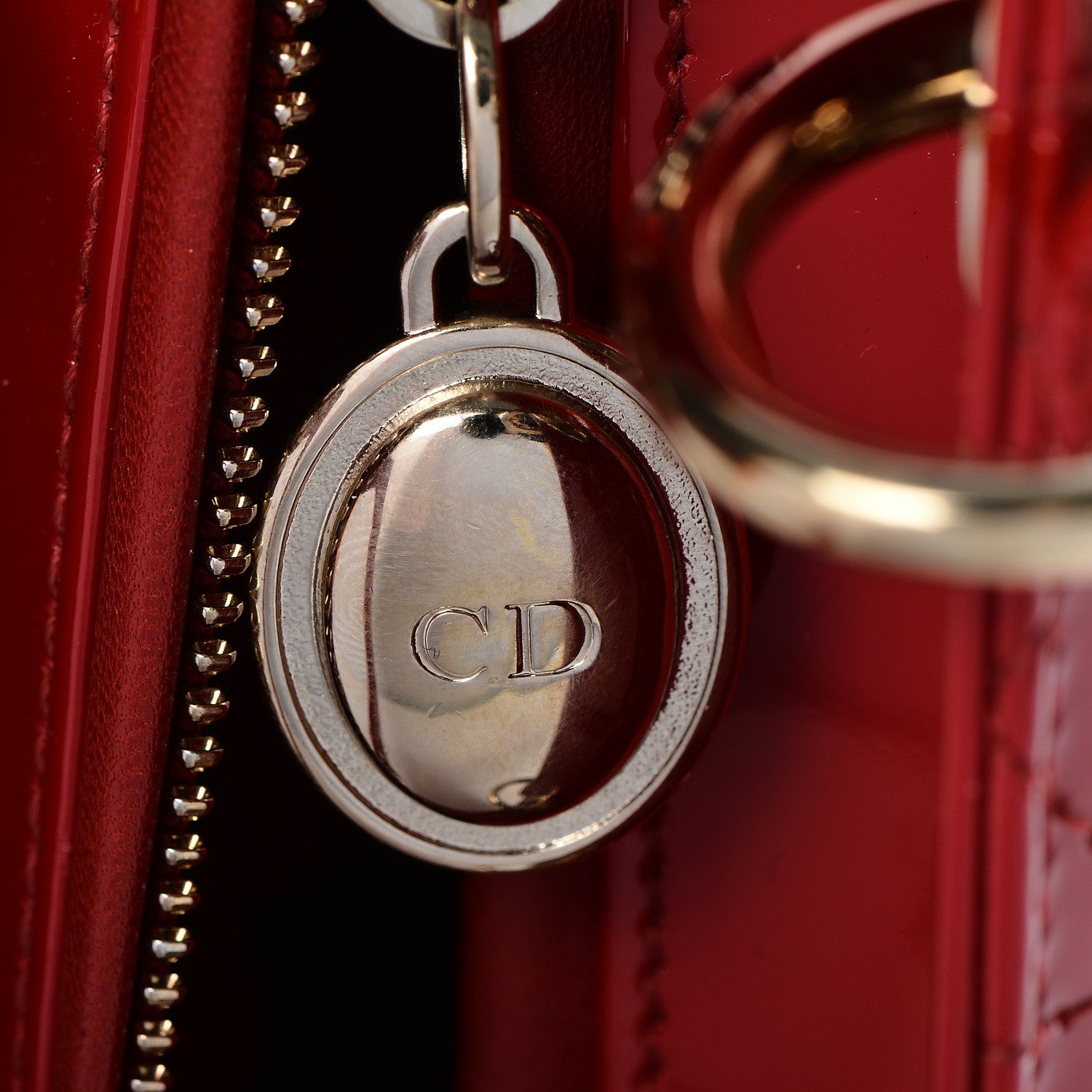 Christian Dior Patent Cannage Medium Lady Dior Red 13 of 20