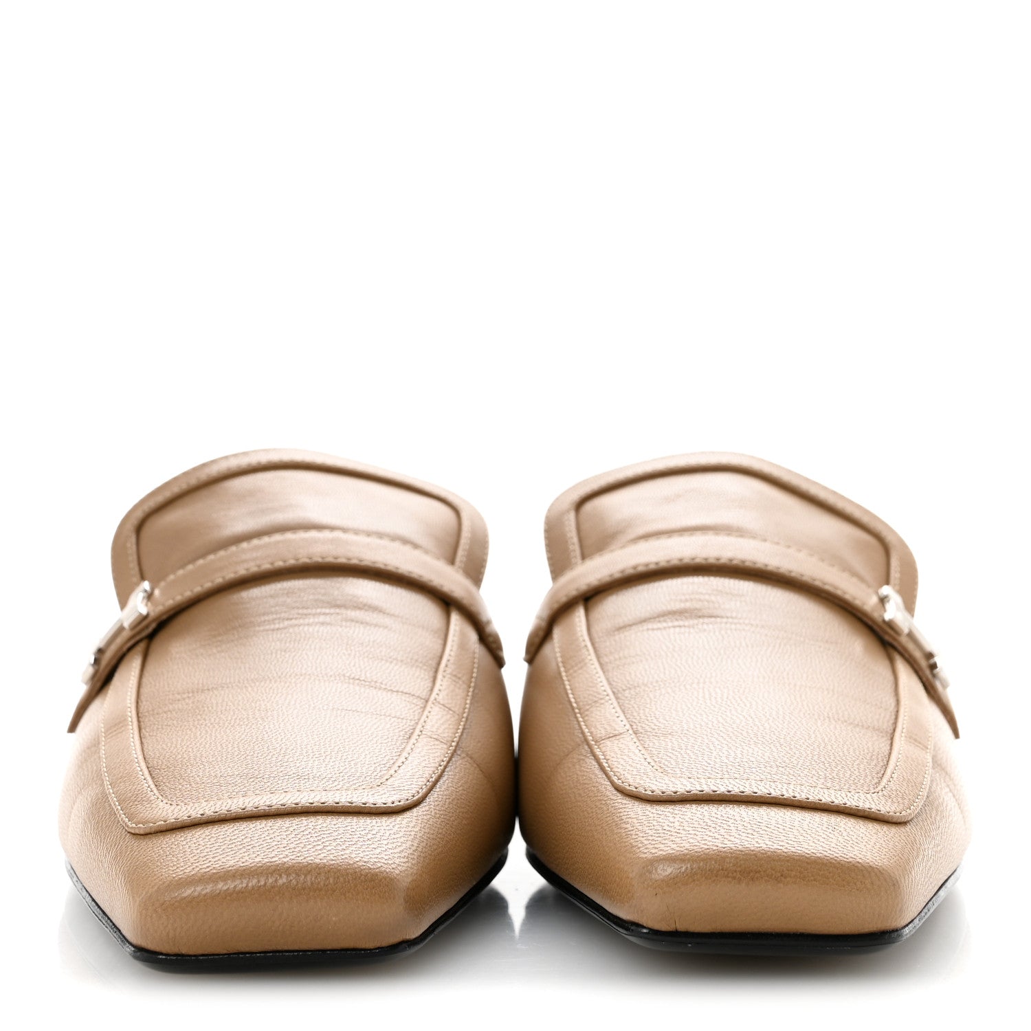 Hermes Goatskin Groupie Mules 40.5 Beige Argile 3 of 11