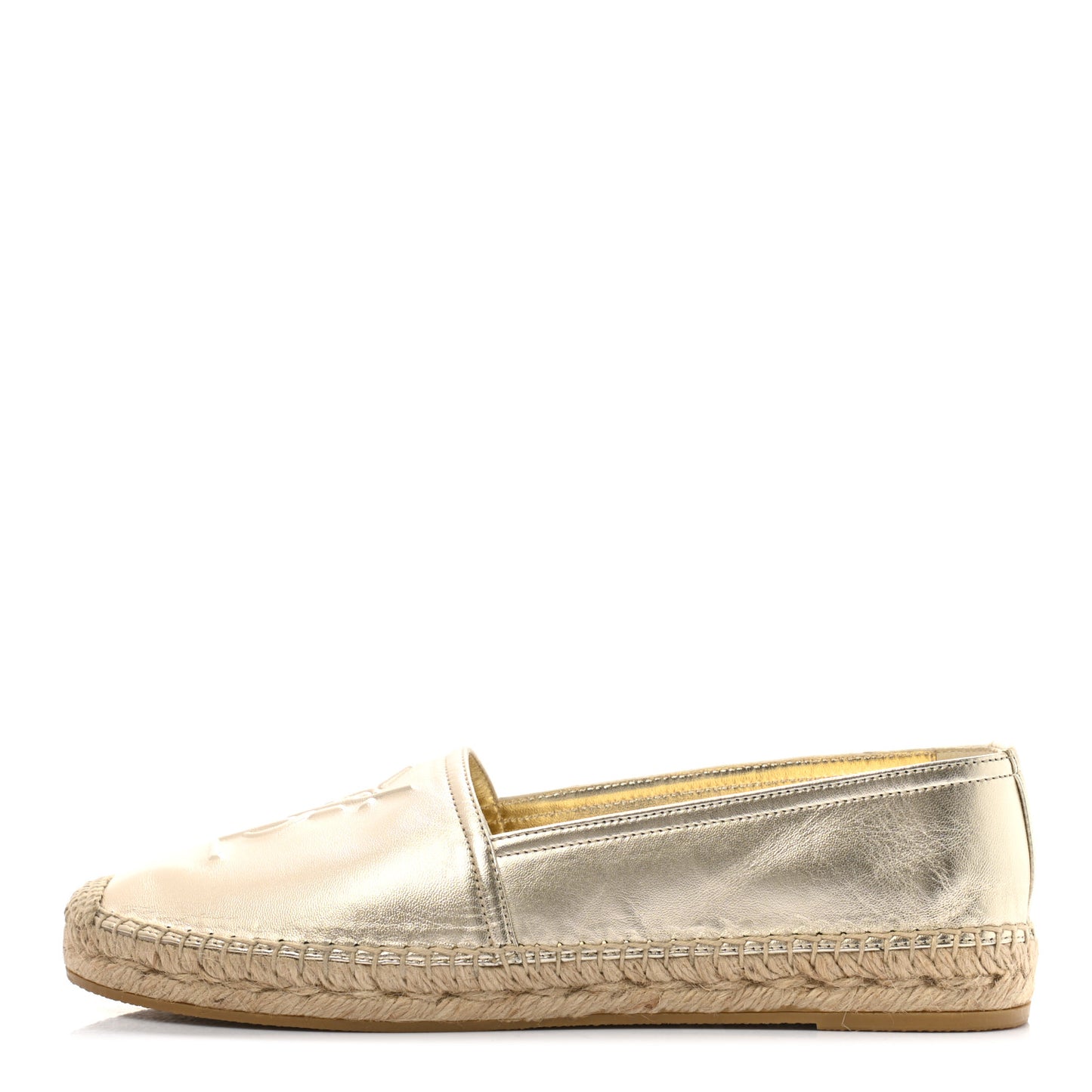 Metallic Lambskin Monogram Espadrilles 38 Platino