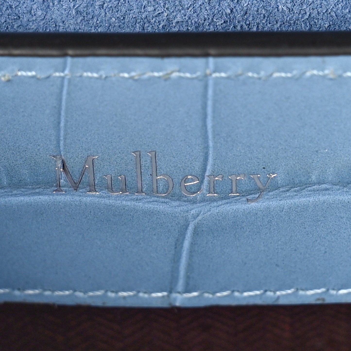 Shiny Croc Calfskin Embossed Micro Seaton Blue