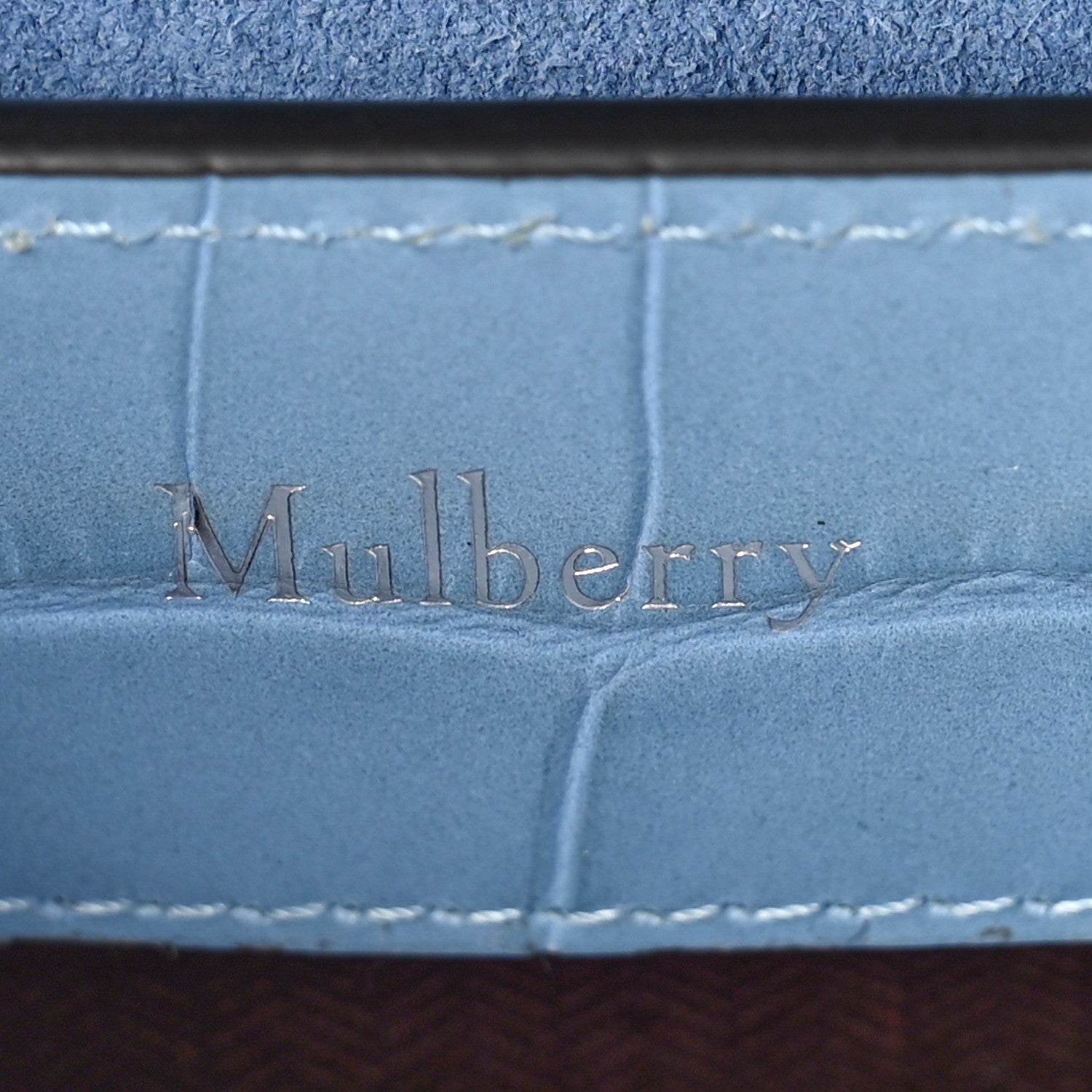Mulberry Shiny Croc Calfskin Embossed Micro Seaton Blue 6 of 8