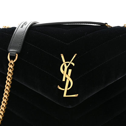 Saint Laurent Velvet Y Quilted Monogram Small Loulou Chain Satchel Black 8 of 10