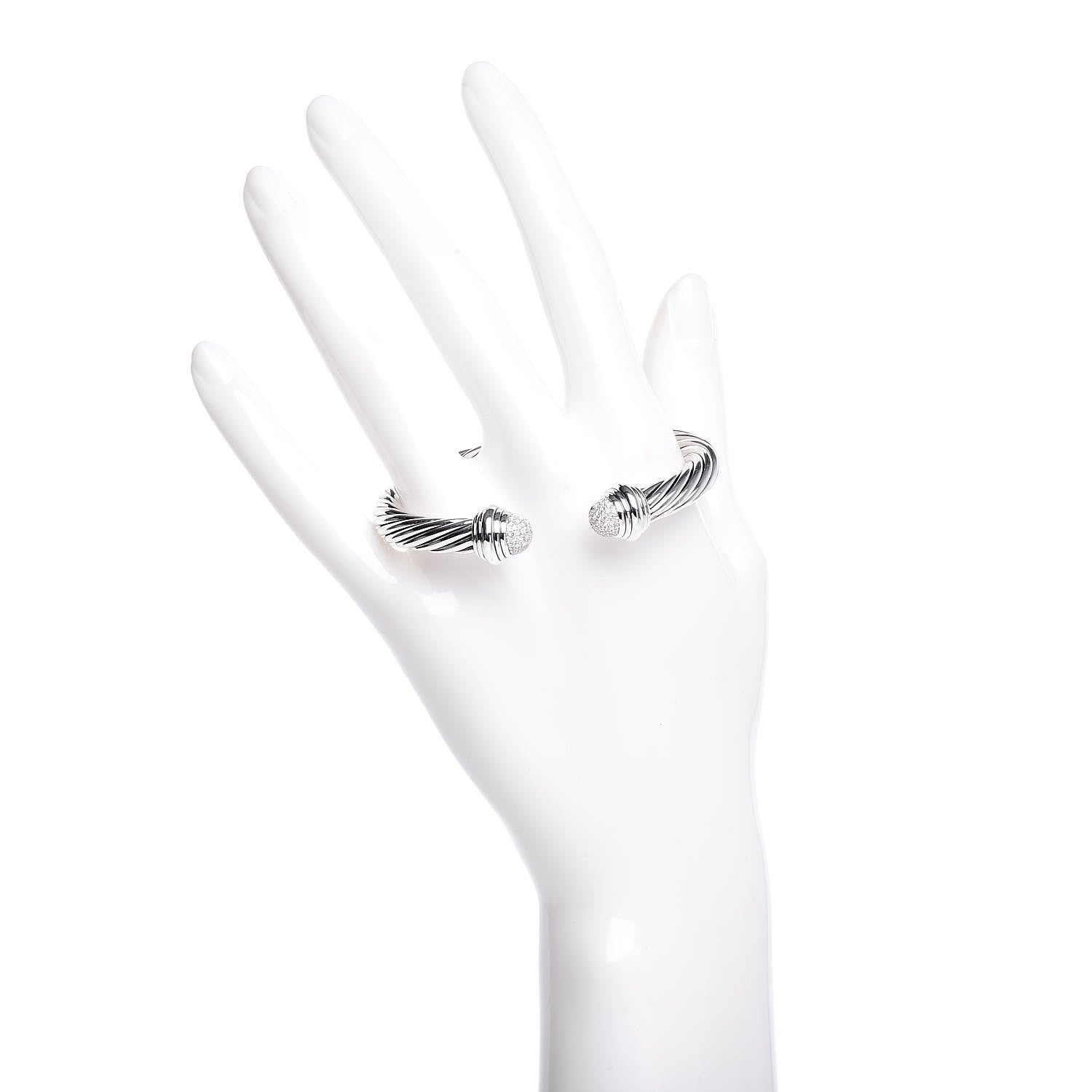 David Yurman Sterling Silver Diamond 7mm Cable Classics Bracelet 2 of 4