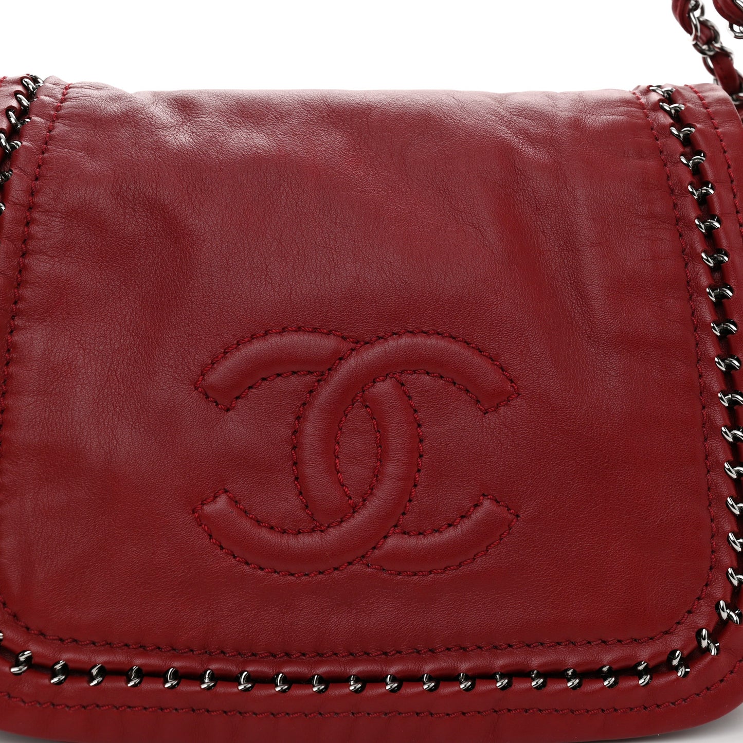 Smooth Calfskin Luxe Ligne Flap Red