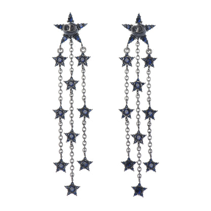 Christian Dior Strass ABC Star Long Drop Earrings Gunmetal Blue 1 of 3