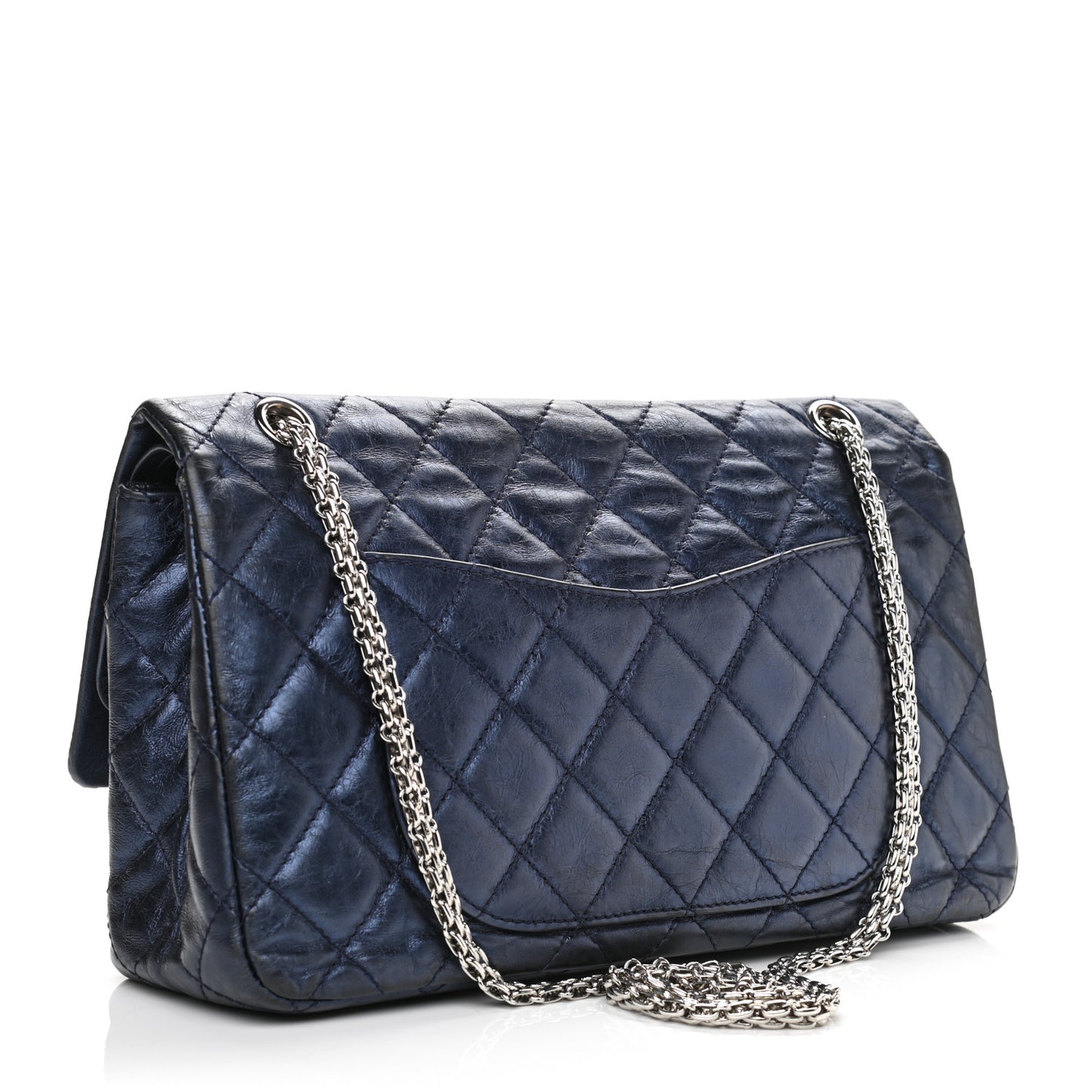 Metallic Aged Calfskin Quilted 2.55 Reissue 227 Flap Blue