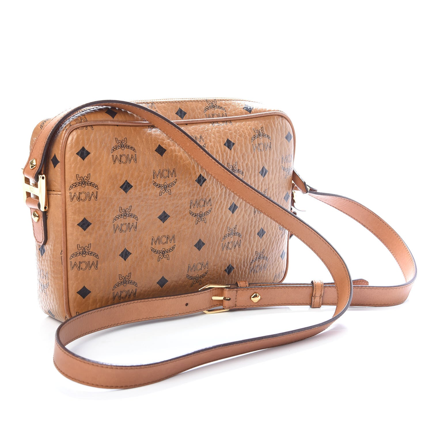 MCM Visetos Medium Heritage Line Camera Crossbody Bag Cognac 3 of 13